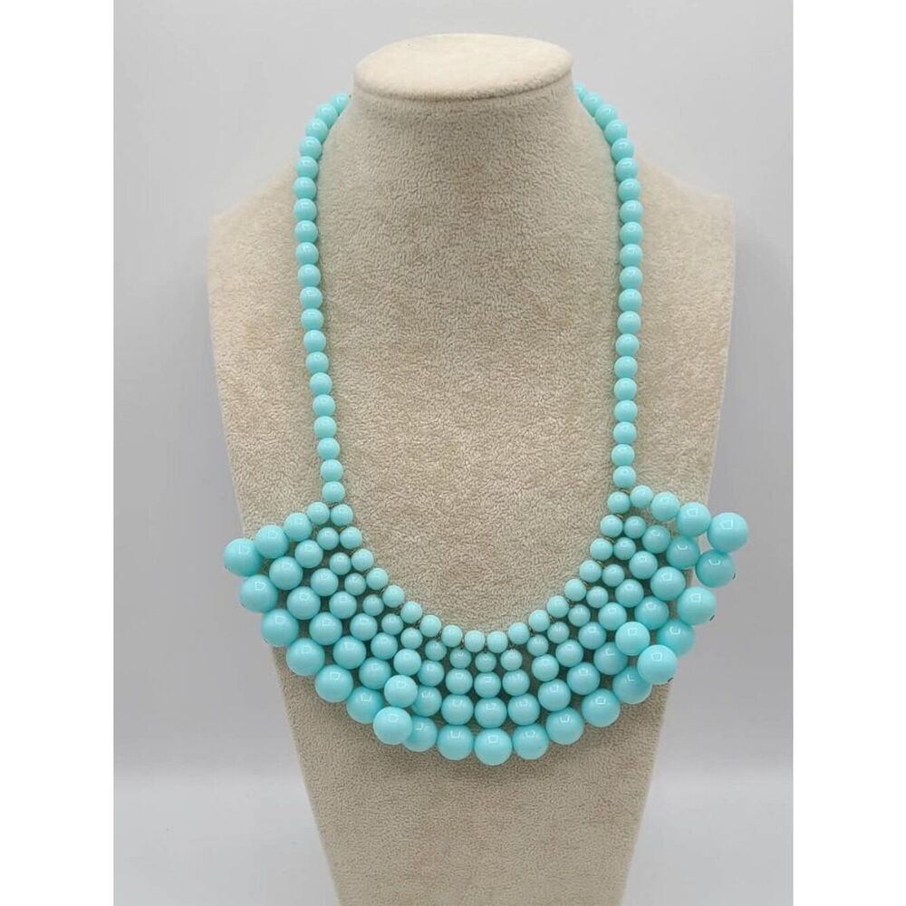 J Crew Light Blue Bead Statement Necklace